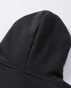 Essential Oversized Hoodie in Black, fabric and construction detail