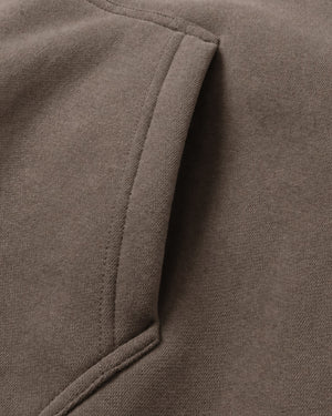 Essential Oversized Hoodie in Brown, fabric and construction detail