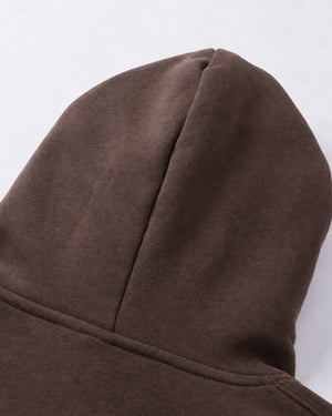 Essential Oversized Hoodie in Coffee, fabric and construction detail