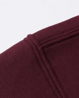 Essential Oversized Hoodie in Dark Red, fabric and construction detail