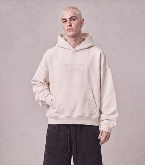 Essential Oversized Hoodie in Off-White, front view on model
