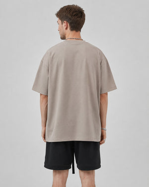Essential Oversized T-Shirt in Brown, back view on model