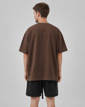 Essential Oversized T-Shirt in Coffee, back view on model