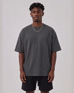 Logo Oversized T-Shirt in Dark Gray, front view on model