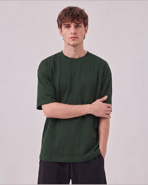 Logo Oversized T-Shirt in Green, front view on model