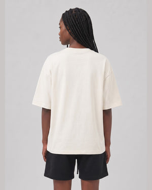 Logo Oversized T-Shirt in Off-White, back view on model