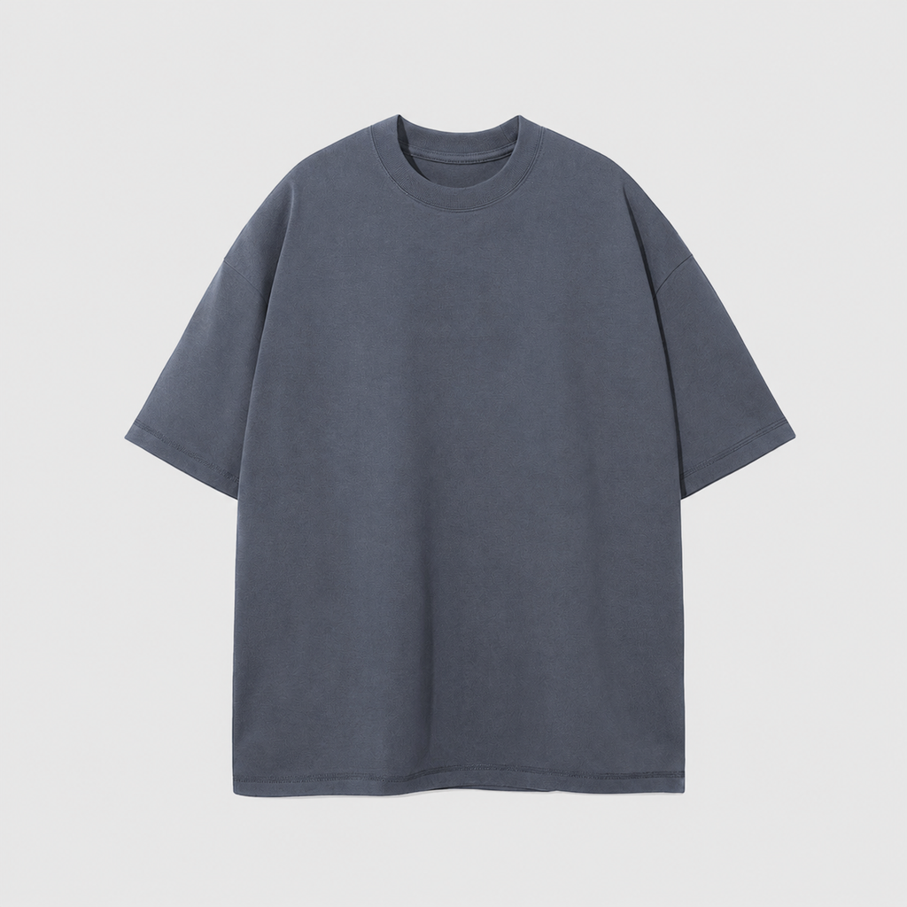 Oversized Piquet T-shirt - Gray Blue
