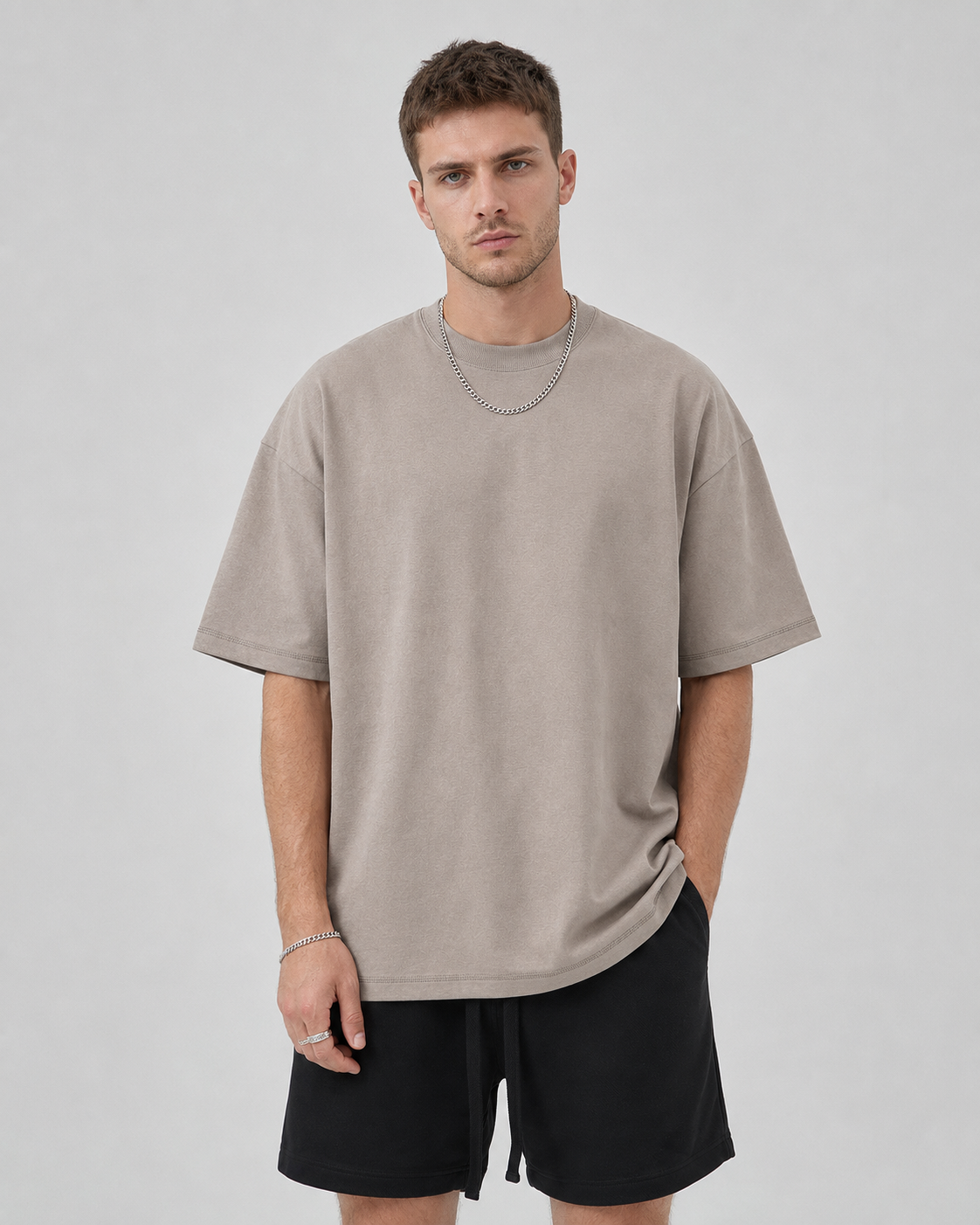 Oversized Piquet T-shirt - Brown