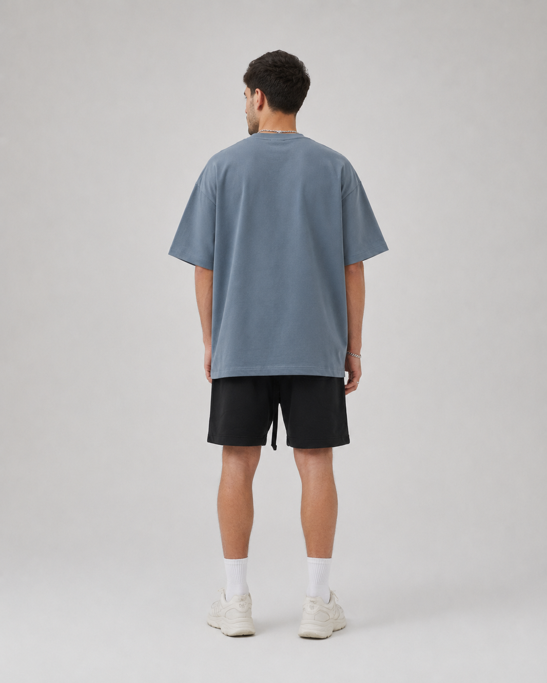 Oversized Piquet T-shirt - Gray Blue