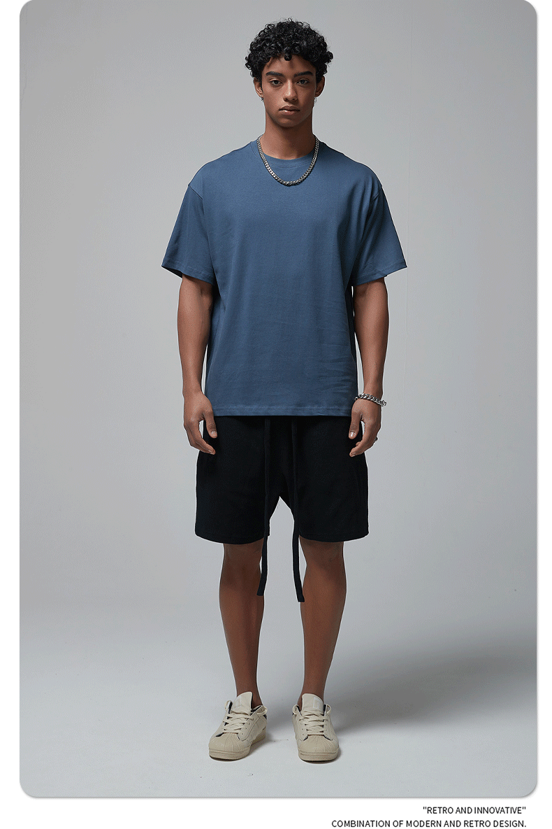 Oversized Piquet T-shirt - Gray Blue