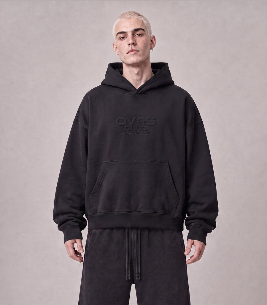 Essential Oversized Hoodie in Black, front view on model