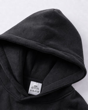 Essential Oversized Hoodie in Black, fabric and construction detail