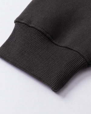 Essential Oversized Hoodie in Black, fabric and construction detail
