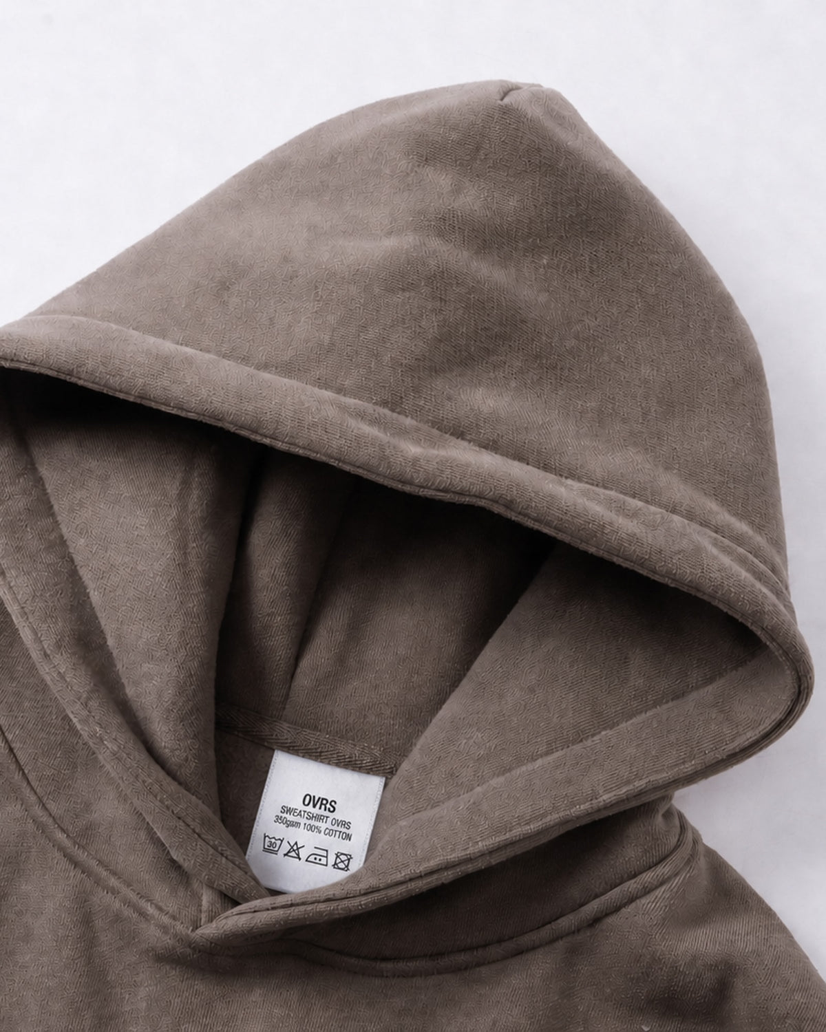 Essential Oversized Hoodie in Brown, fabric and construction detail