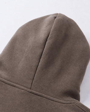 Essential Oversized Hoodie in Brown, fabric and construction detail