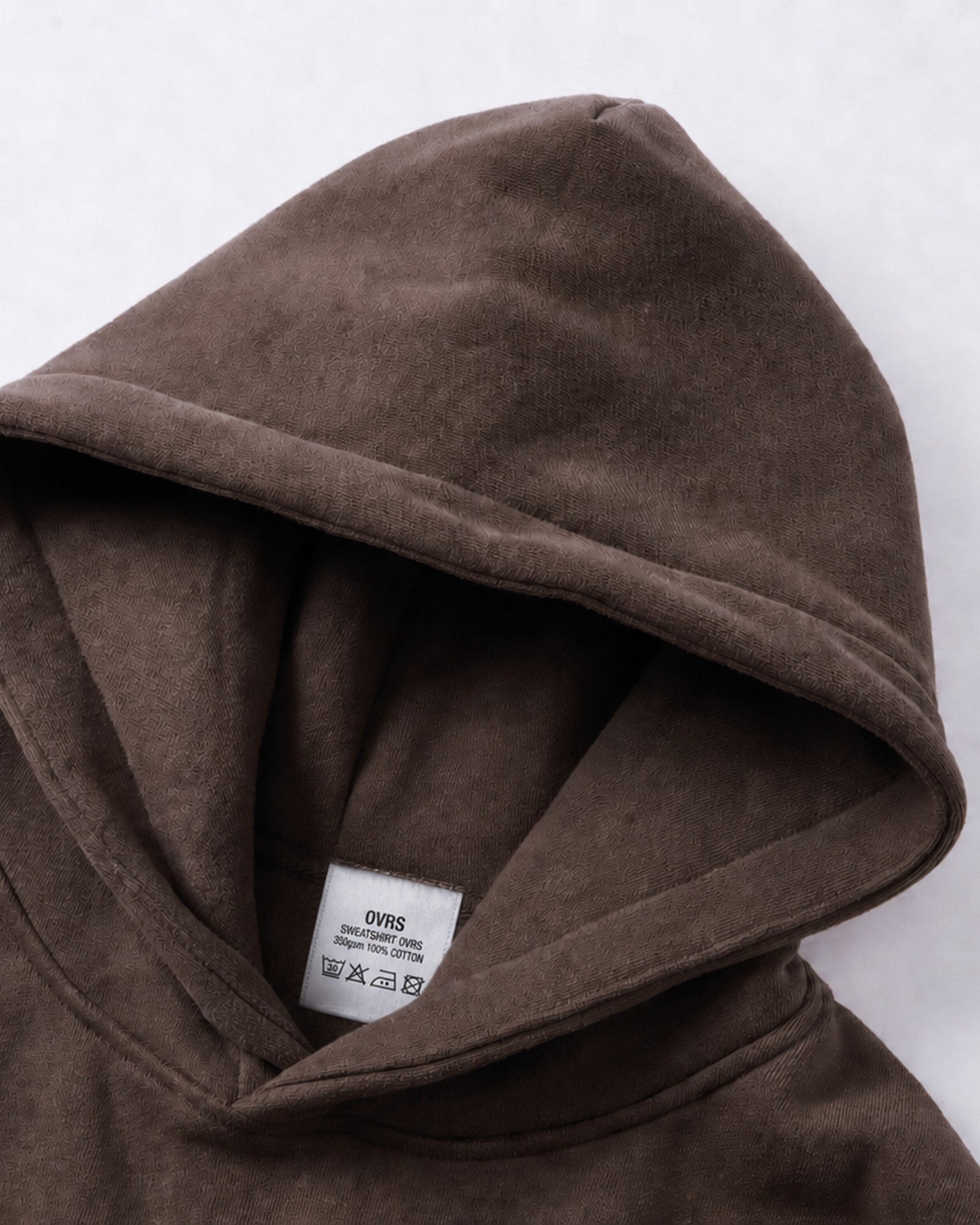 Essential Oversized Hoodie in Coffee, fabric and construction detail