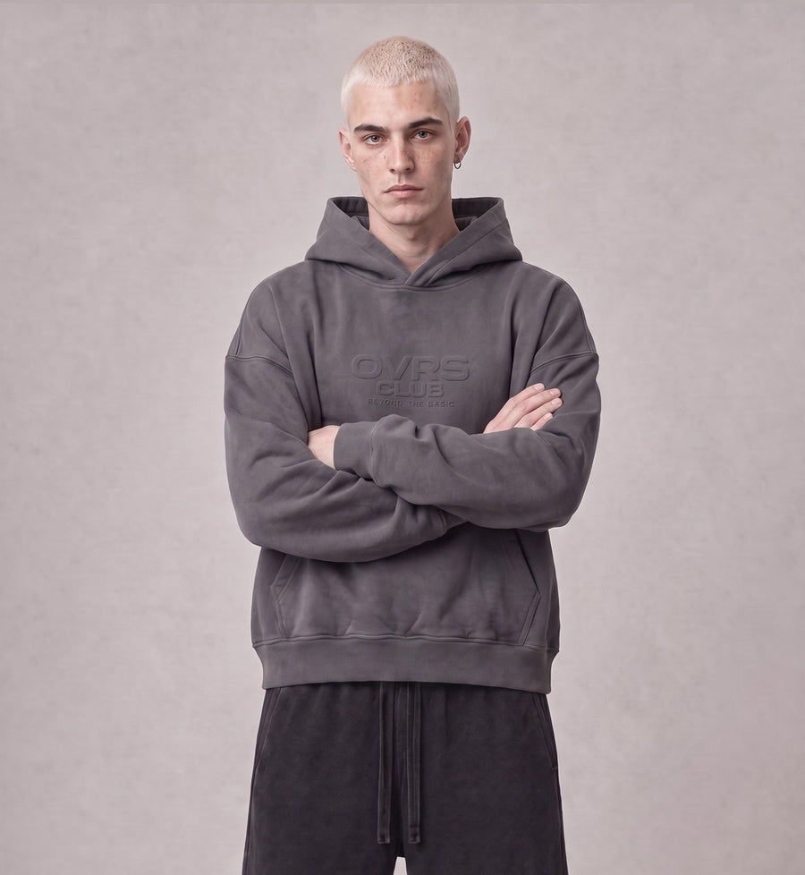 Essential Oversized Hoodie in Dark Gray, front view on model