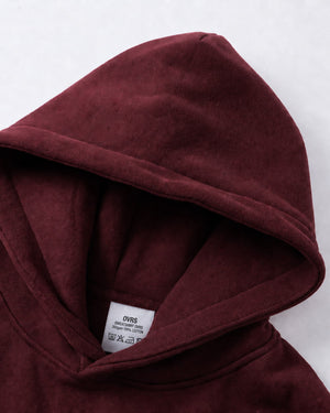 Essential Oversized Hoodie in Dark Red, fabric and construction detail