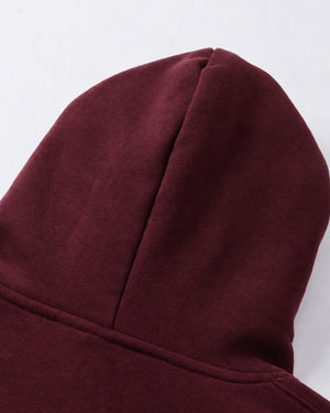 Essential Oversized Hoodie in Dark Red, fabric and construction detail