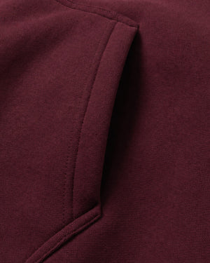 Essential Oversized Hoodie in Dark Red, fabric and construction detail