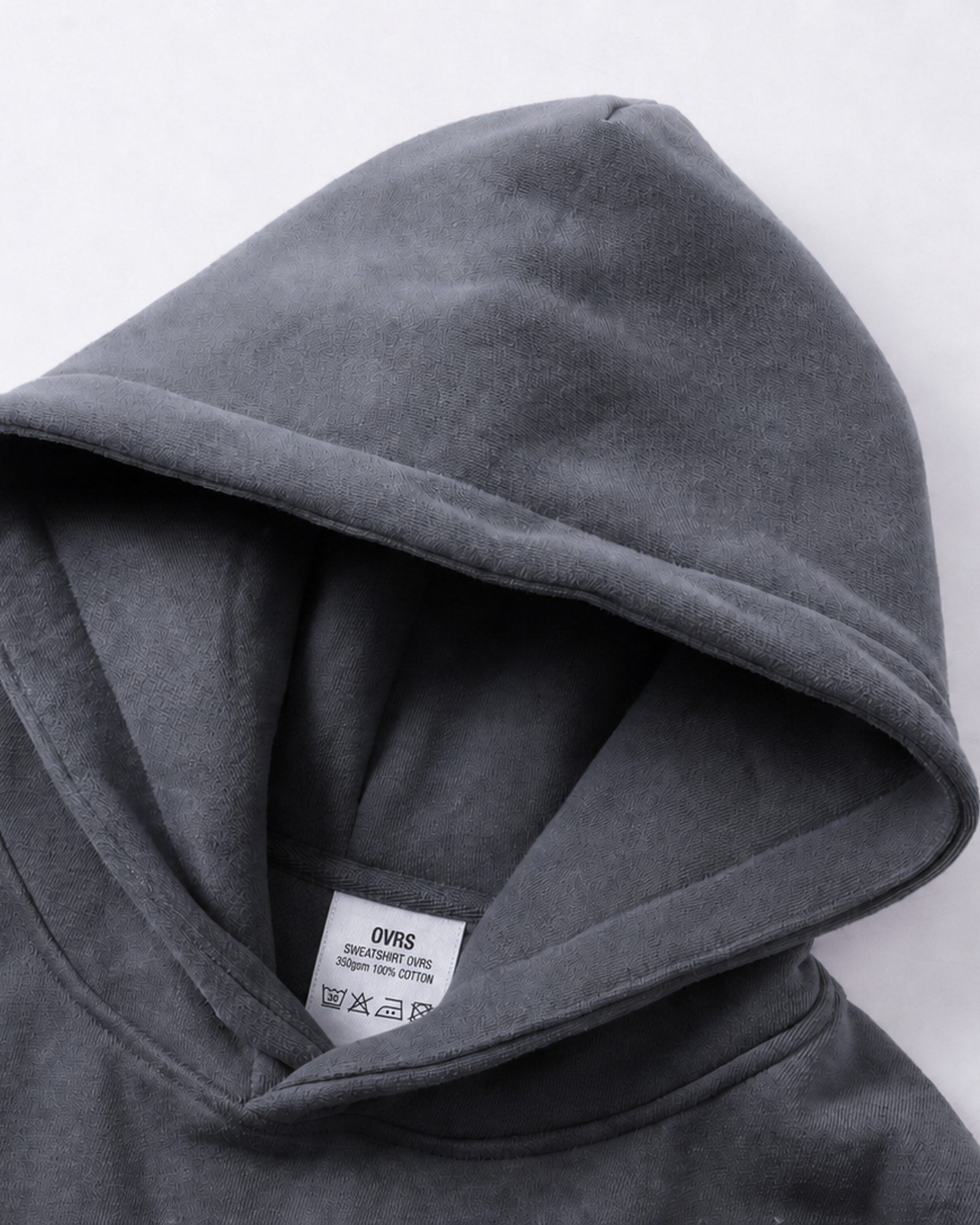 Essential Oversized Hoodie in Gray Blue, fabric and construction detail