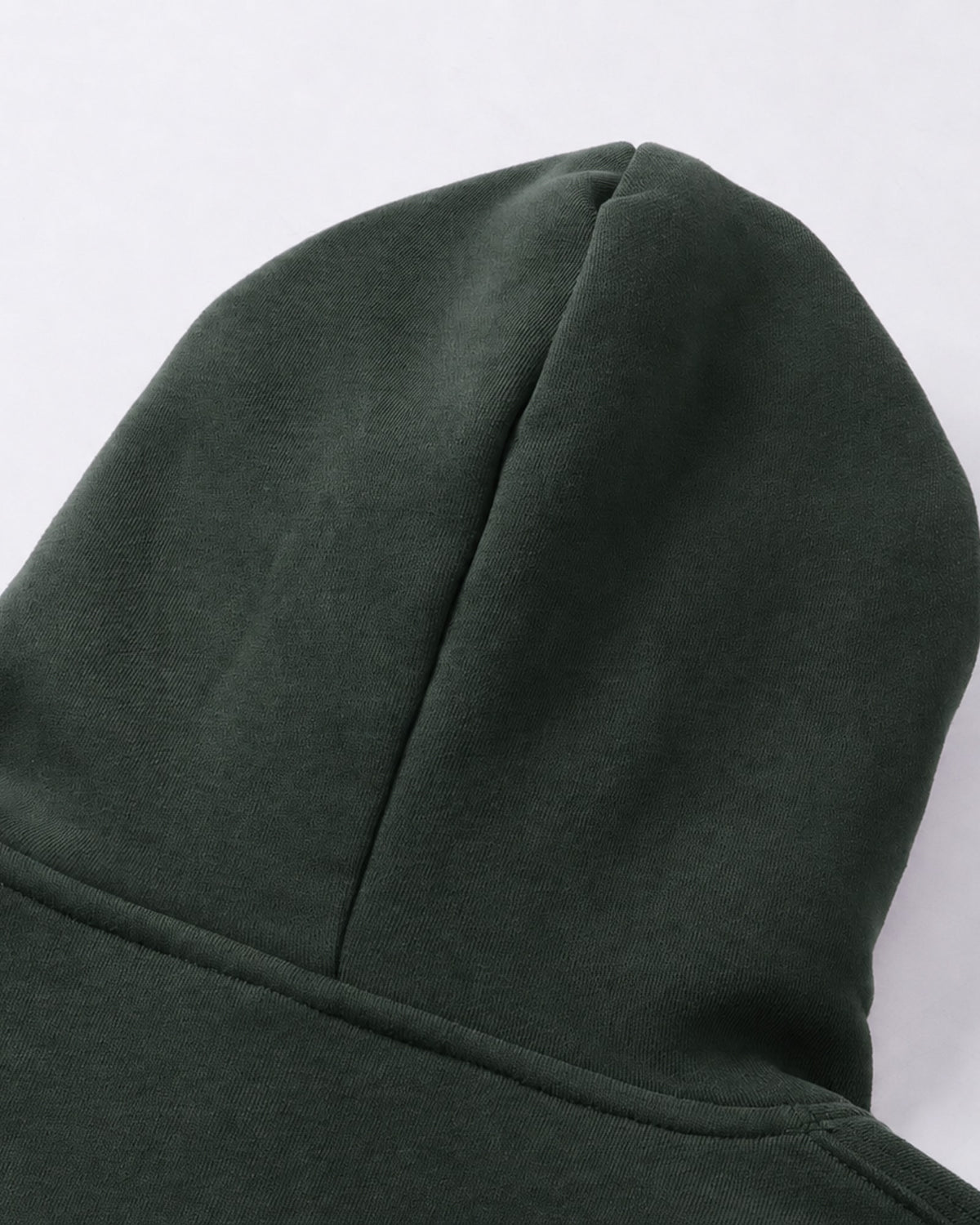 Essential Oversized Hoodie in Green, fabric and construction detail