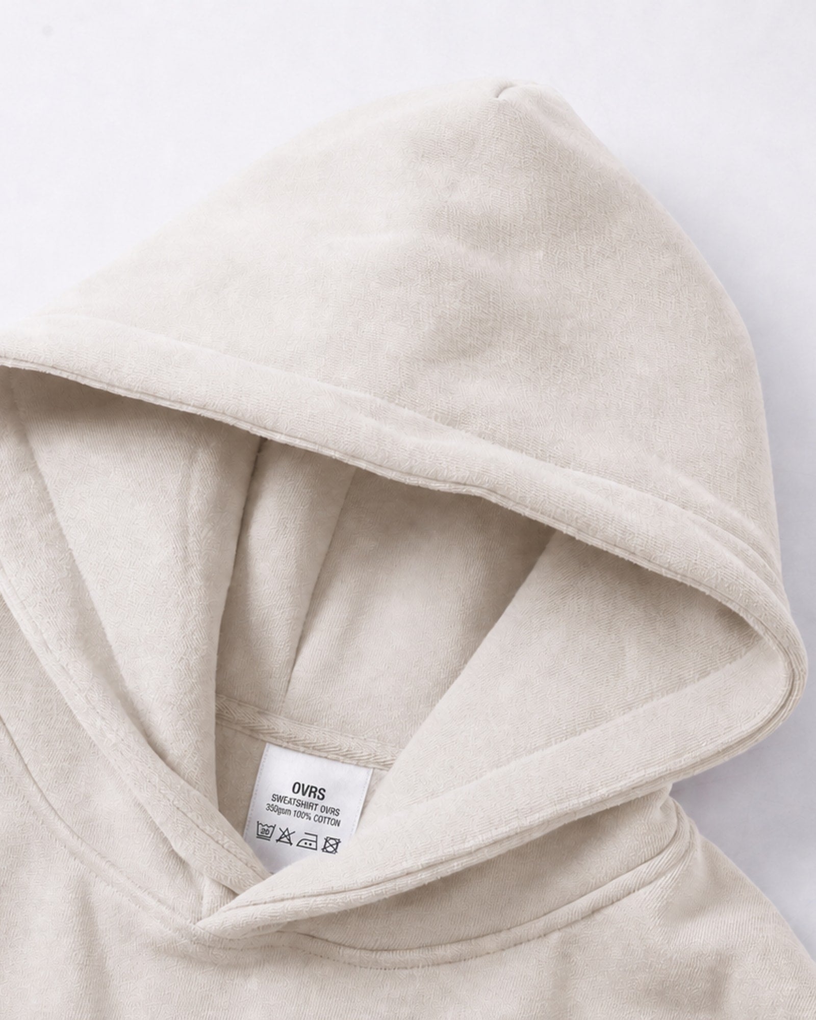 Essential Oversized Hoodie in Off-White, fabric and construction detail