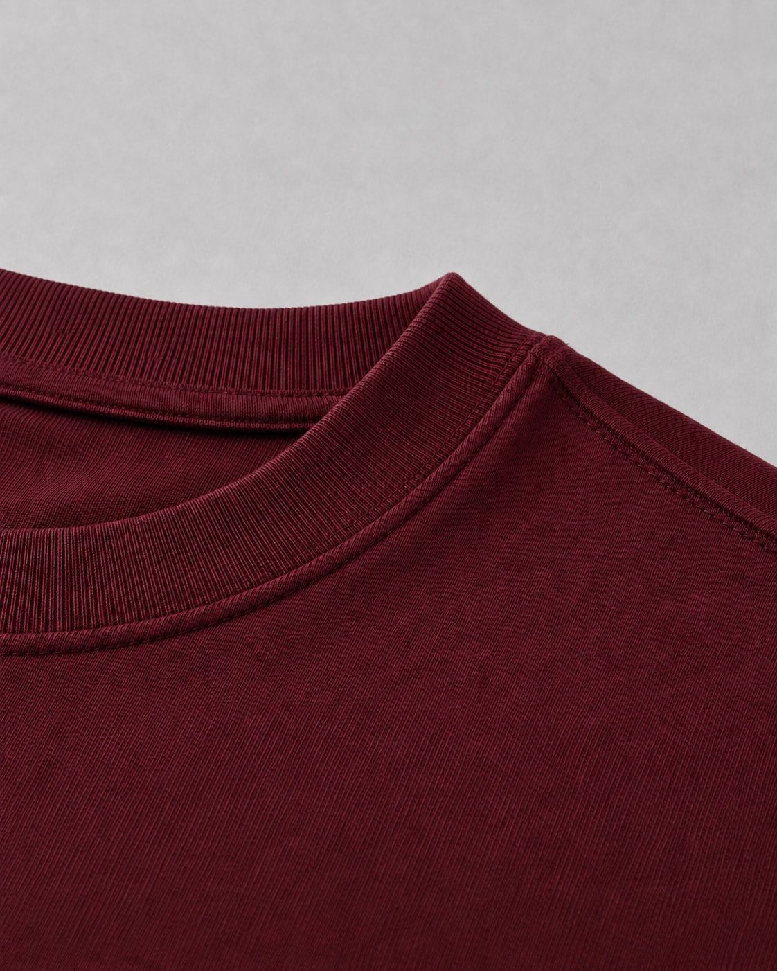 Essential Oversized T-Shirt in Dark Red, fabric and construction detail
