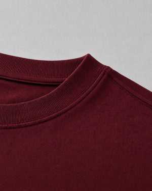 Essential Oversized T-Shirt in Dark Red, fabric and construction detail