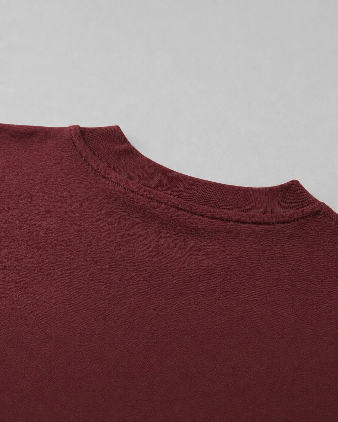 Essential Oversized T-Shirt in Dark Red, fabric and construction detail