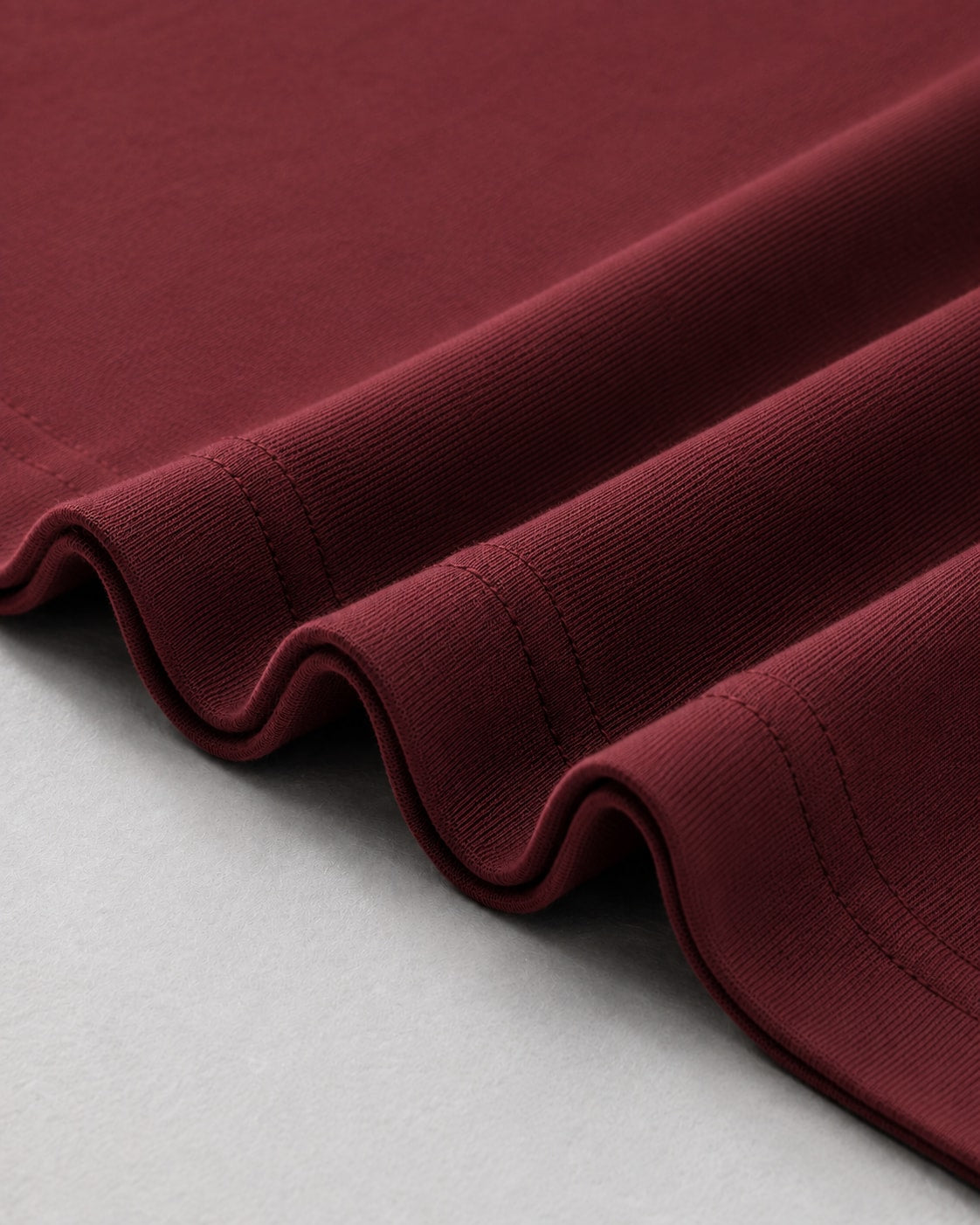 Essential Oversized T-Shirt in Dark Red, fabric and construction detail