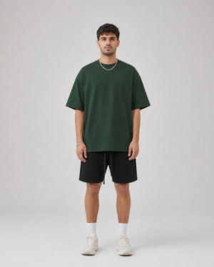 Essential Oversized T-Shirt in Green, full length view on model