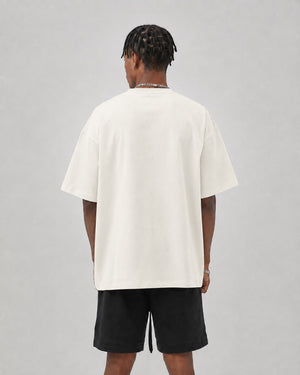 Essential Oversized T-Shirt in Off-White, back view on model