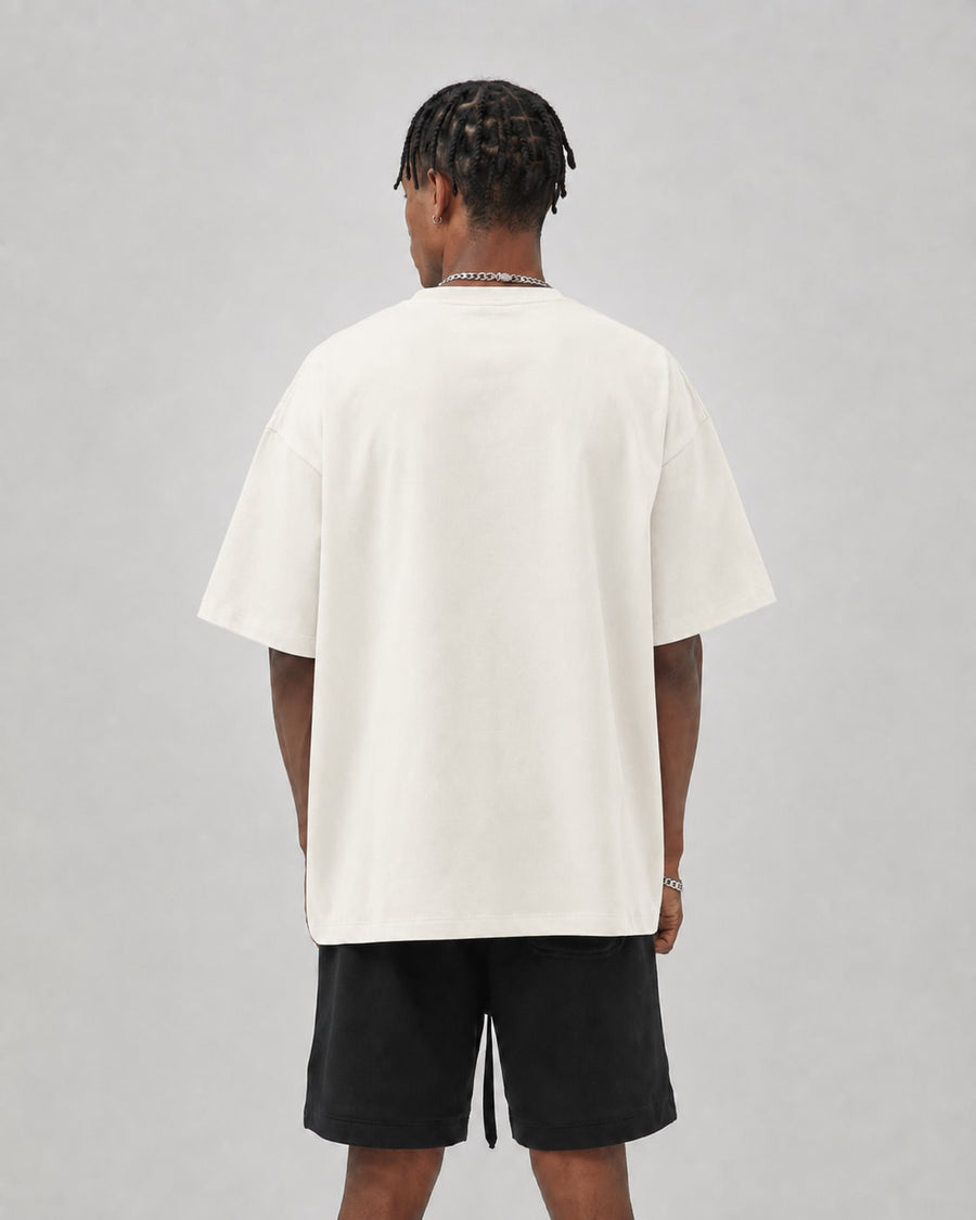 Essential Oversized T-Shirt in Off-White, back view on model