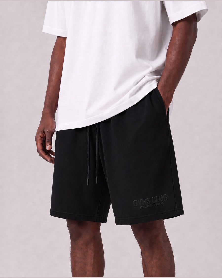 Essential Relaxed Short in Black, front view on model