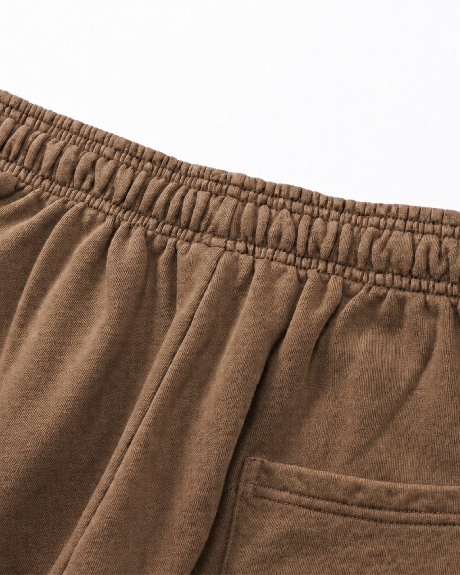Essential Relaxed Short in Brown, fabric and construction detail