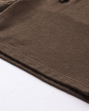 Essential Relaxed Short in Coffee, fabric and construction detail