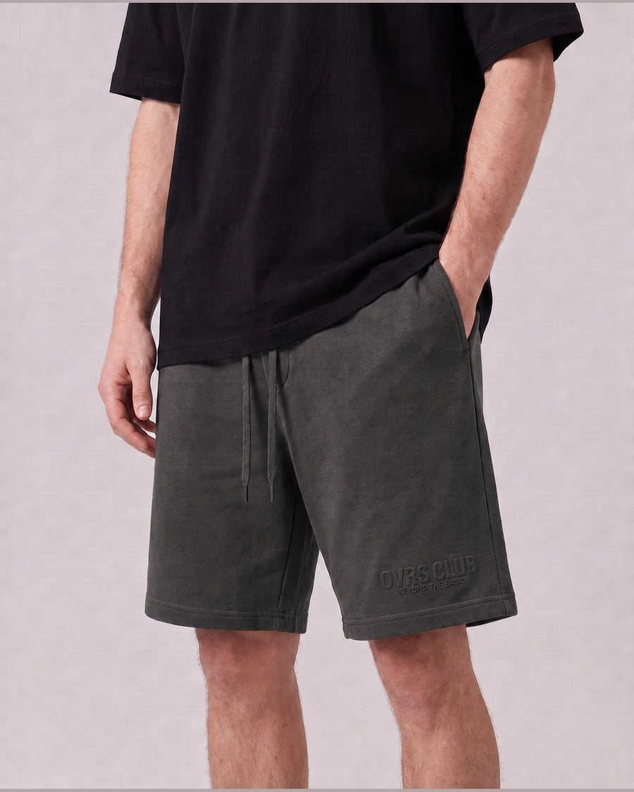 Essential Relaxed Short in Dark Gray, front view on model