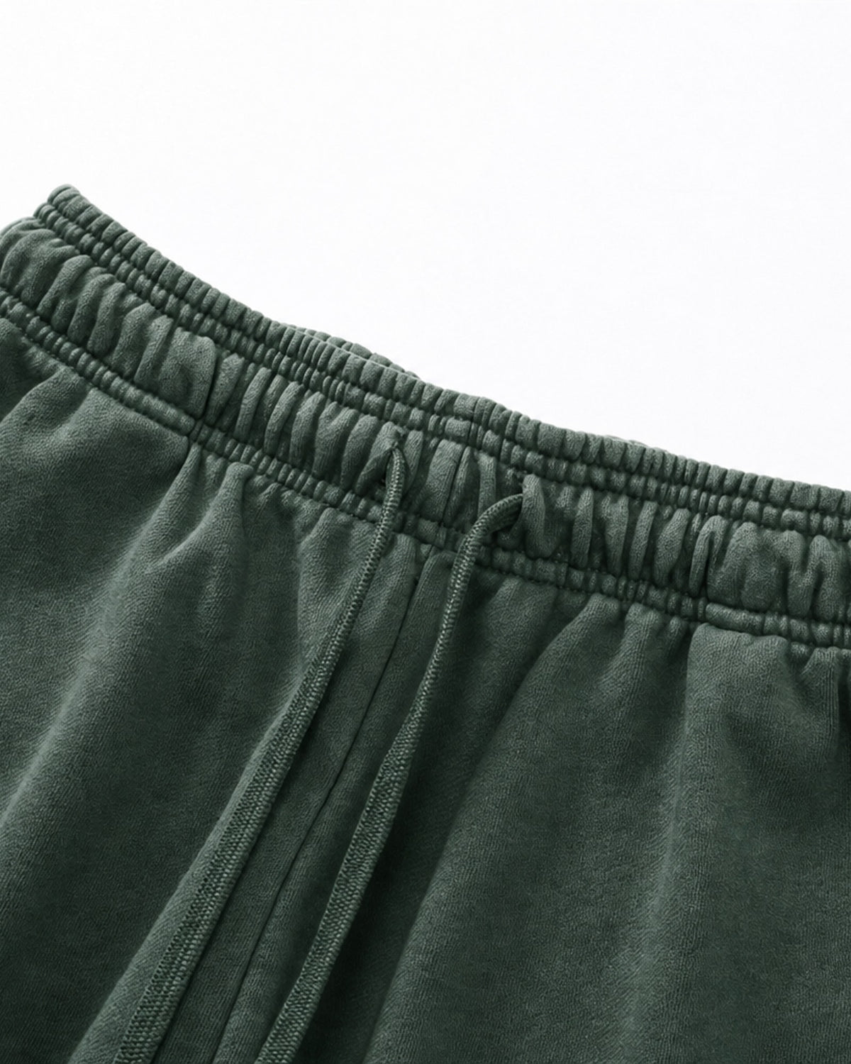 Essential Relaxed Short in Green, fabric and construction detail
