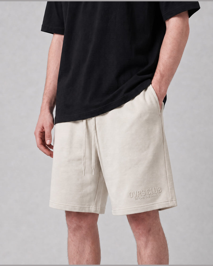 Essential Relaxed Short in Off-White, front view on model