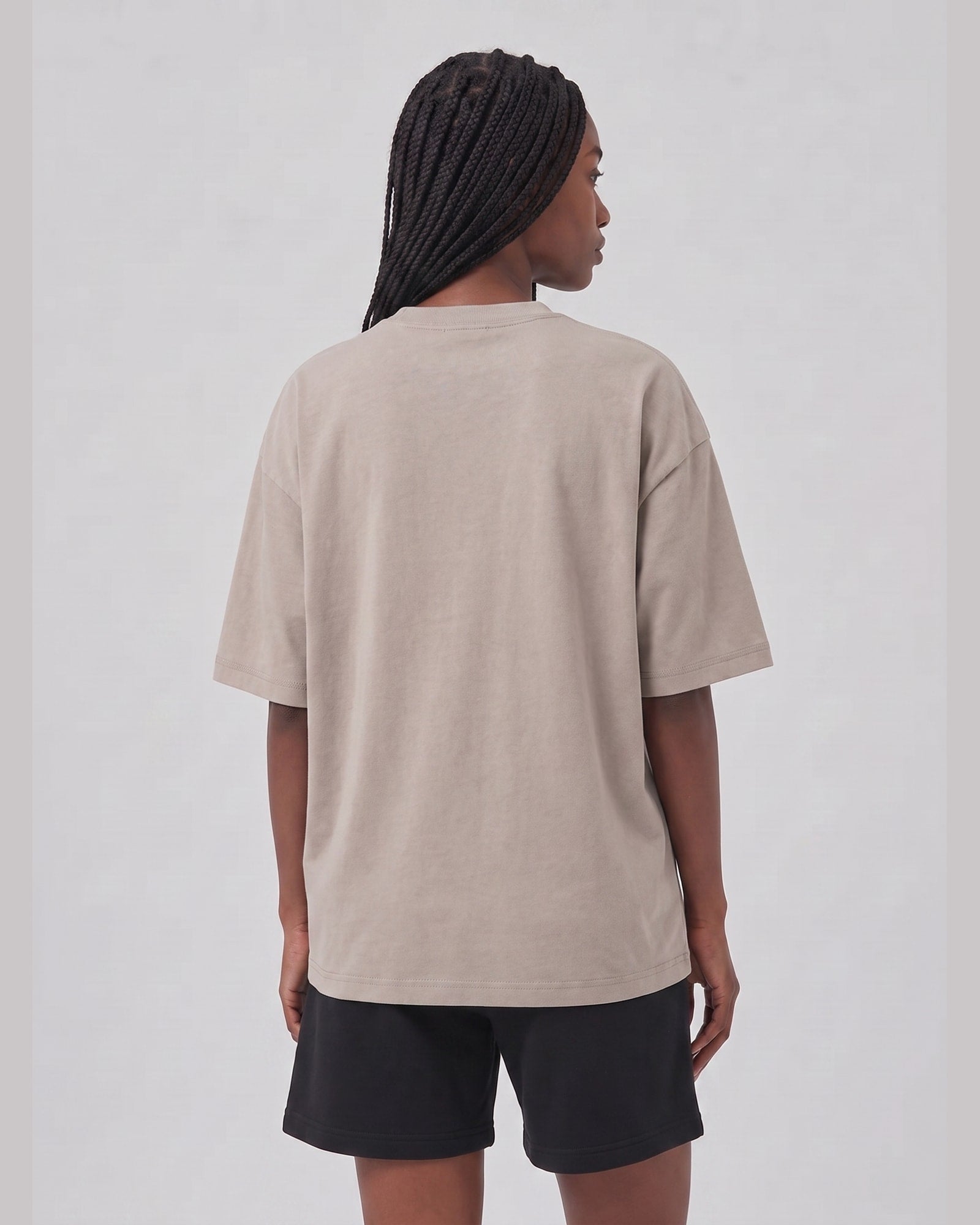 Logo Oversized T-Shirt in Brown, back view on model