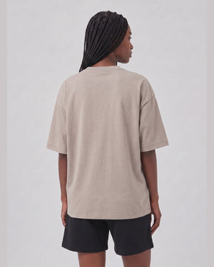 Logo Oversized T-Shirt in Brown, back view on model