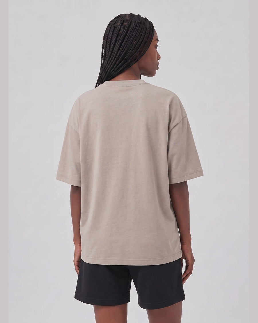 Logo Oversized T-Shirt in Brown, back view on model