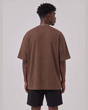 Logo Oversized T-Shirt in Coffee, back view on model