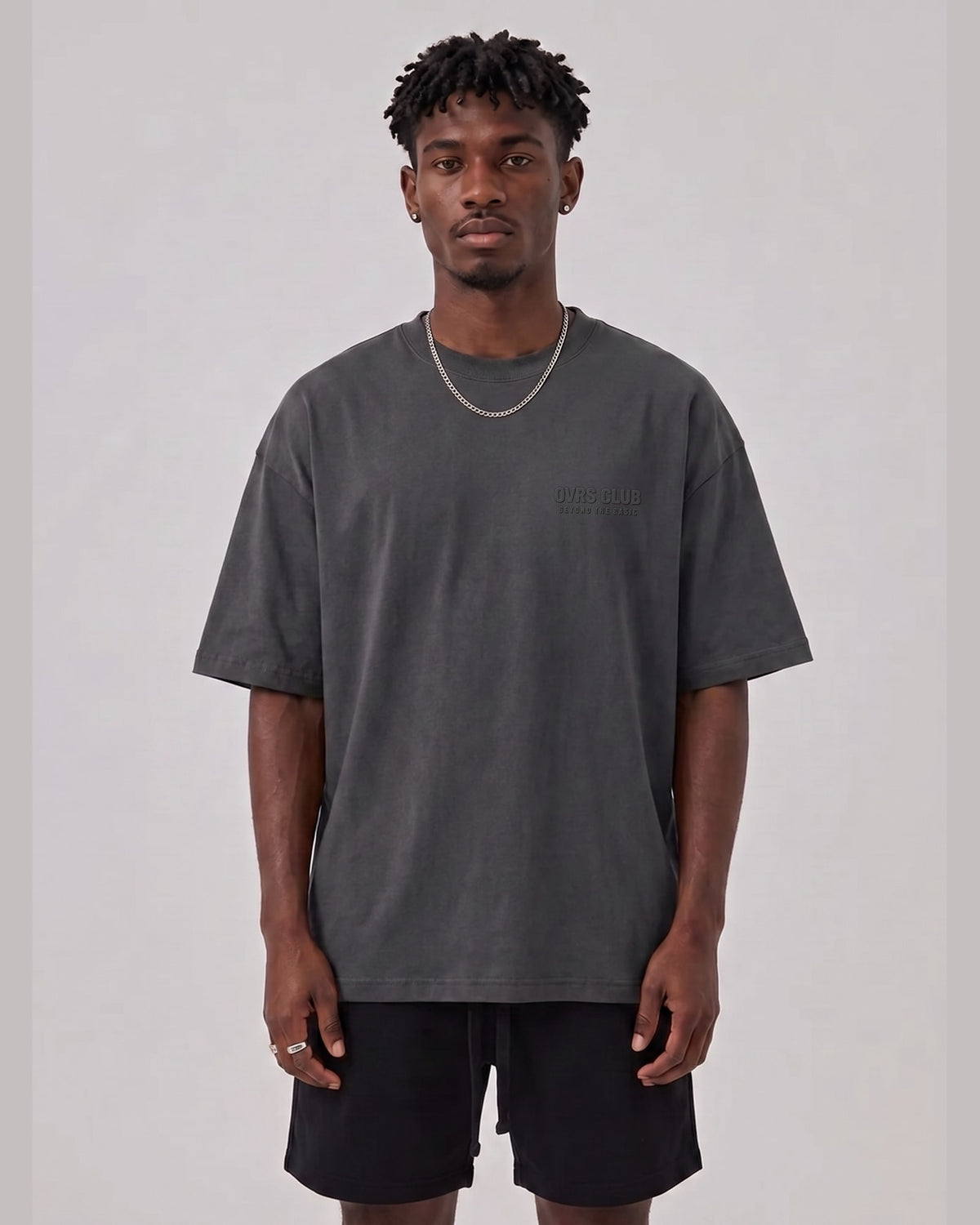Logo Oversized T-Shirt in Dark Gray, front view on model