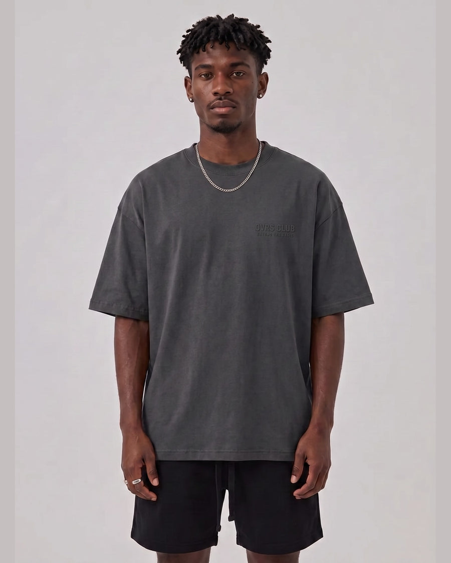 Logo Oversized T-Shirt in Dark Gray, front view on model