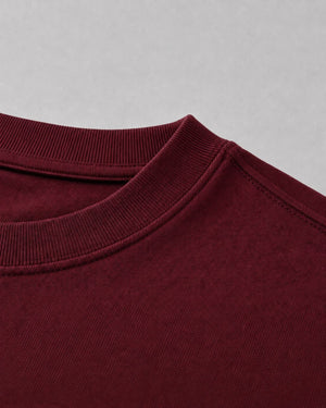 Logo Oversized T-Shirt in Dark Red, fabric and construction detail