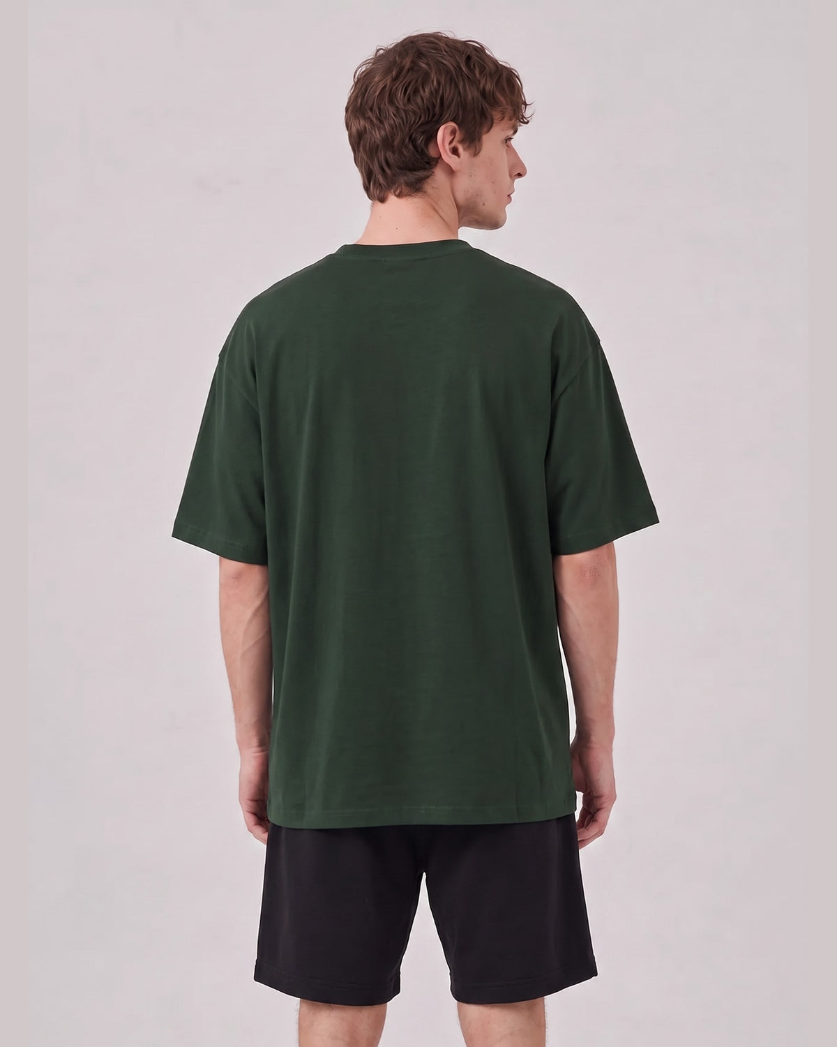 Logo Oversized T-Shirt in Green, back view on model