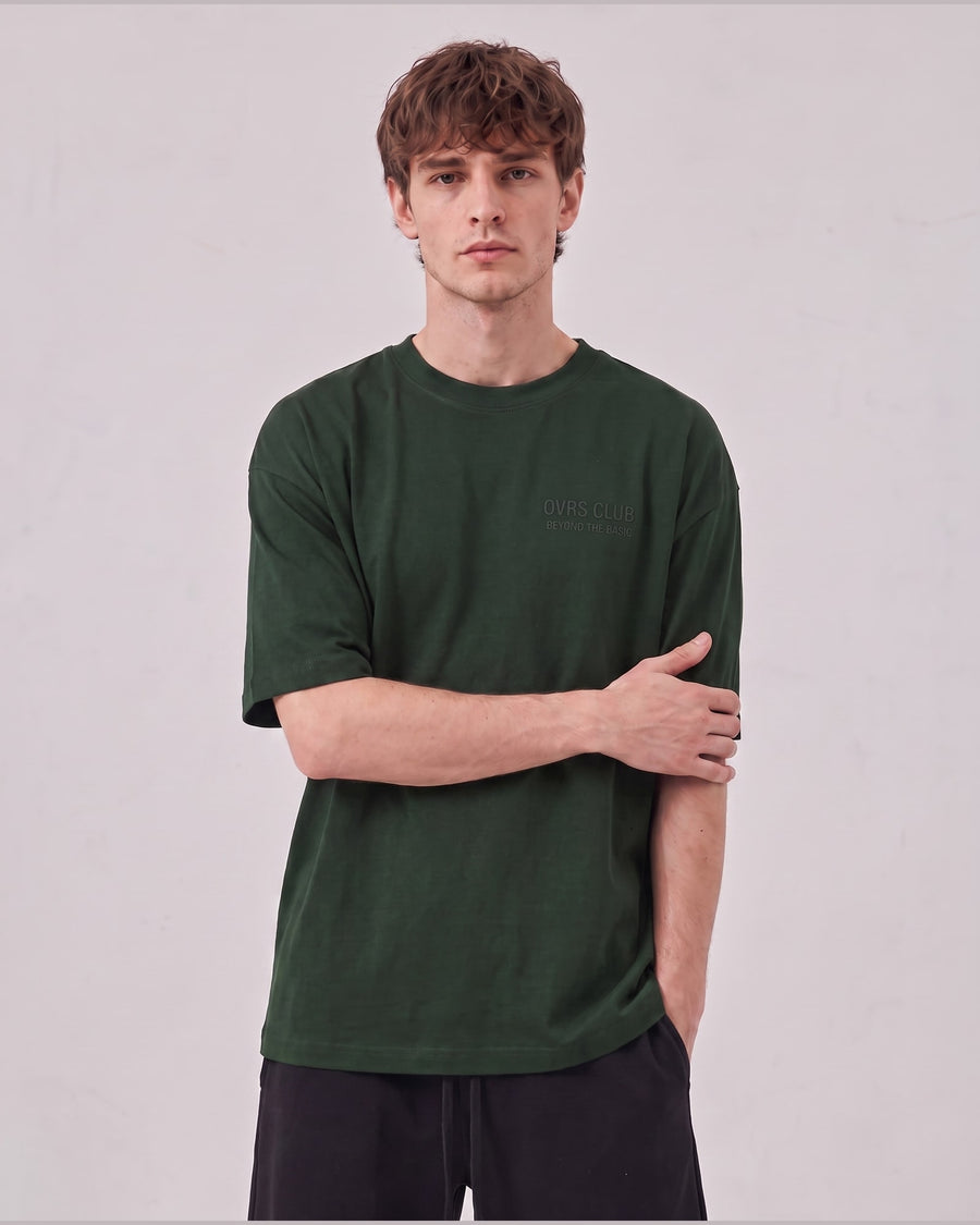 Logo Oversized T-Shirt in Green, front view on model