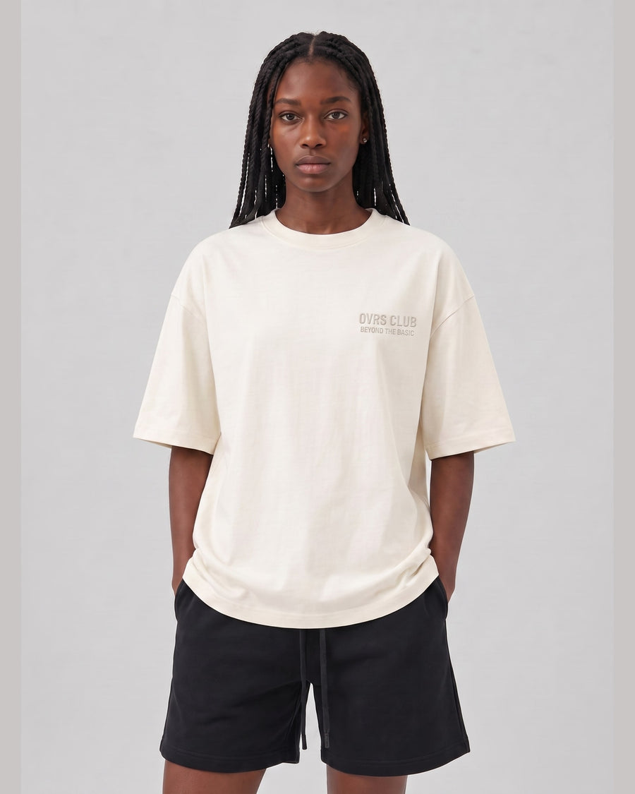 Logo Oversized T-Shirt in Off-White, front view on model